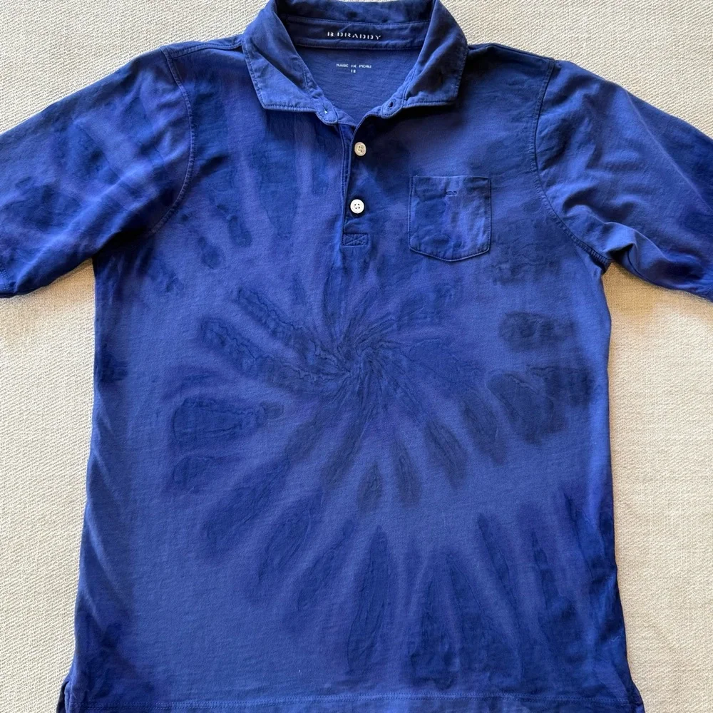 B. Braddy Juniors Blue Tie Dye Polo Shirt